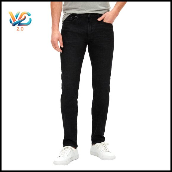Slim Taper Fit Denim Jeans Classic Premium Stretch Comfort Mid Rise